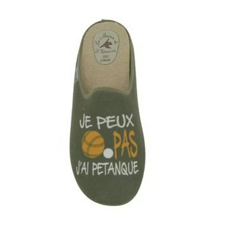 Mules pétanque pour homme marque La maison de l'espadrille référence 2513 Kaki. Disponible chez Chauss'Family magasin de chaussures à Issoire.