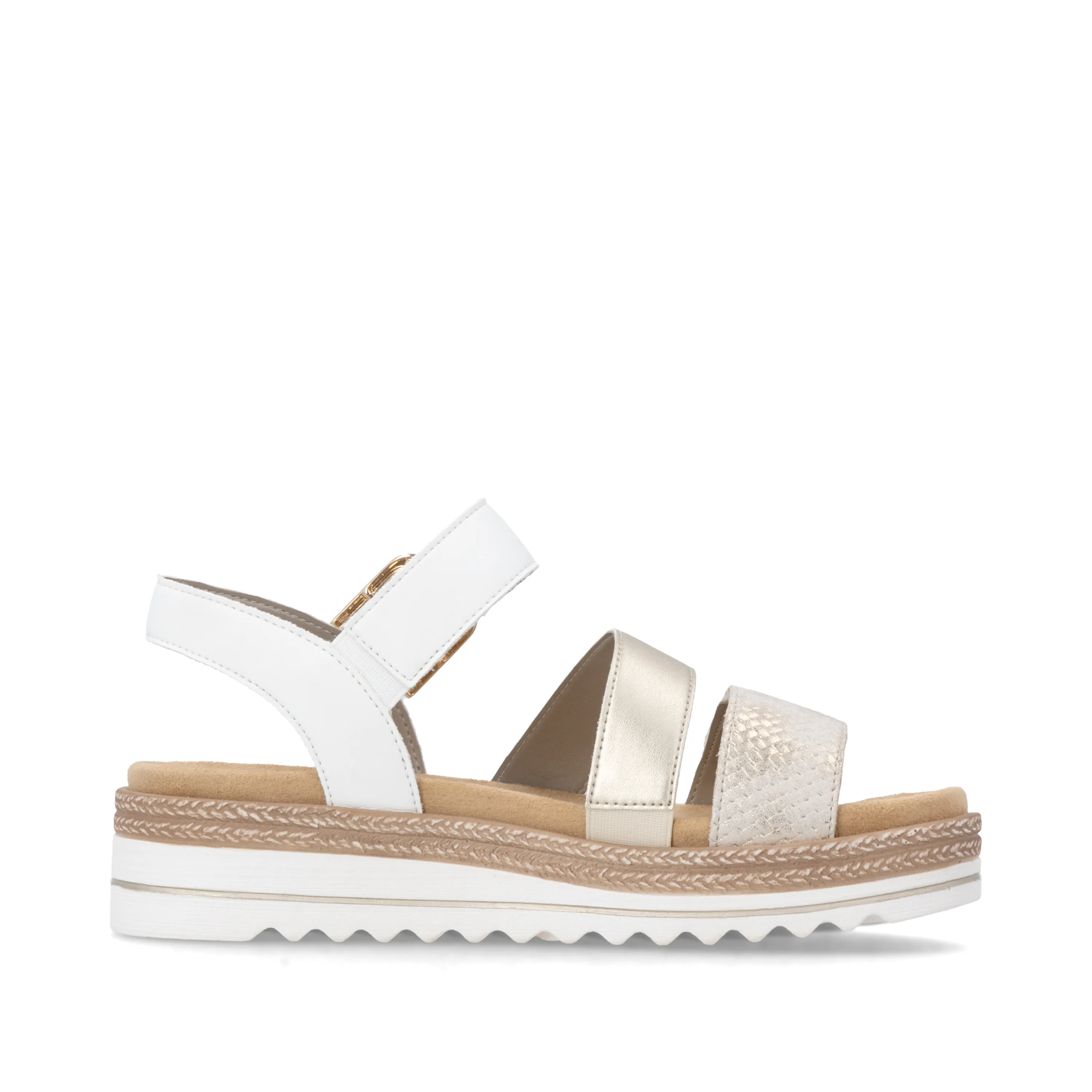 Sandales semelles amovibles Beiges pour femme de la marque Remonte. Référence : D0Q55-92 Beige. Disponible chez Chauss'Family magasin de chaussure à Issoire