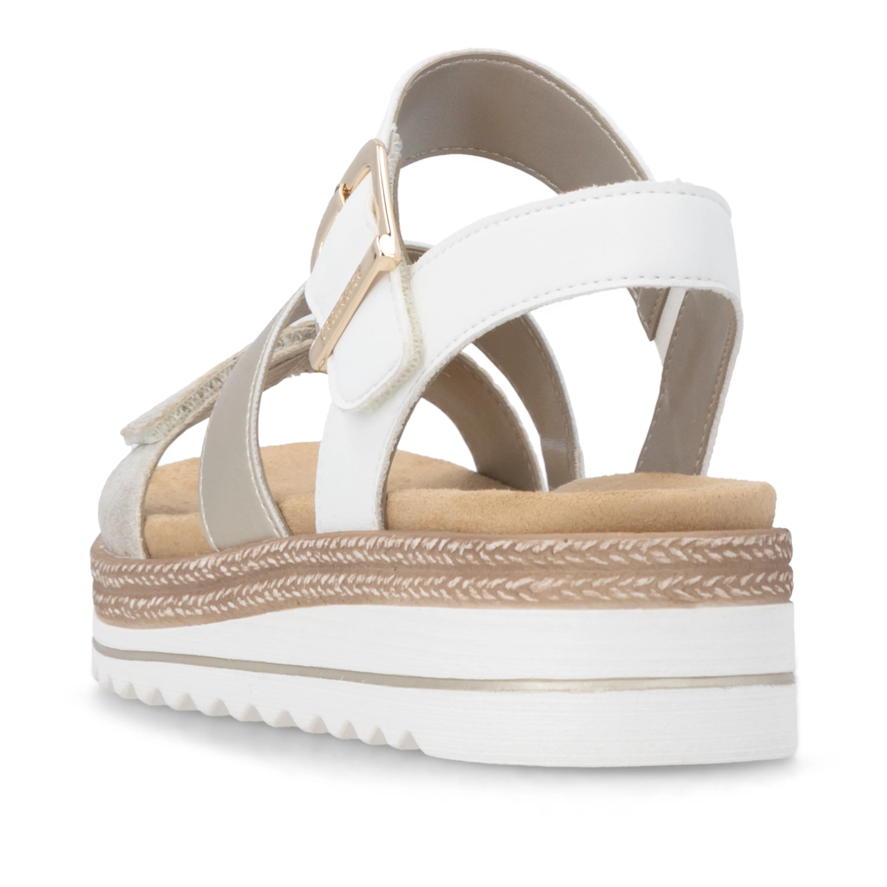 Sandales semelles amovibles Beiges pour femme de la marque Remonte. Référence : D0Q55-92 Beige. Disponible chez Chauss'Family magasin de chaussure à Issoire