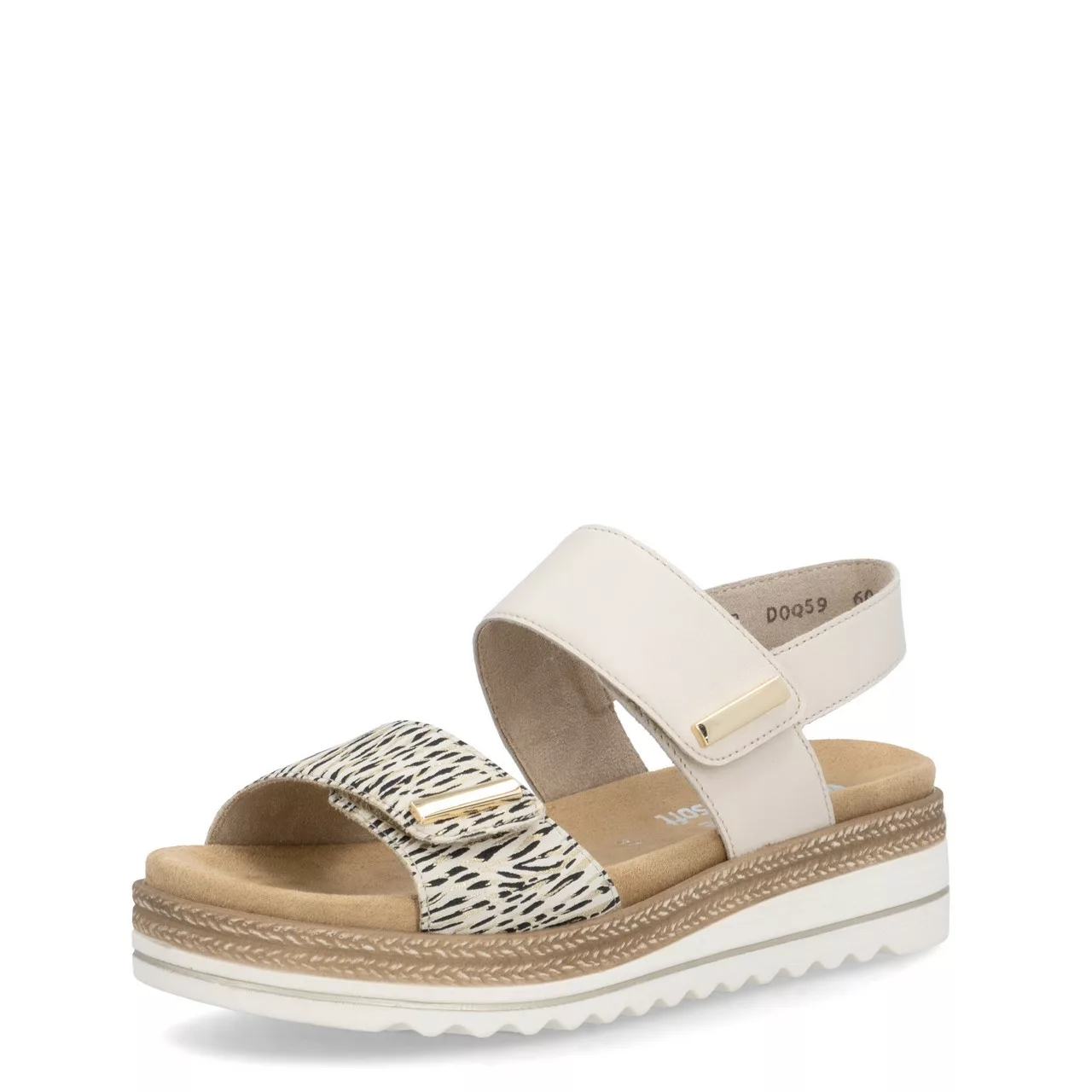 Sandales semelles amovibles Beiges pour femme de la marque Remonte. Référence : D0Q59-60 Beige. Disponible chez Chauss'Family magasin de chaussure à Issoire