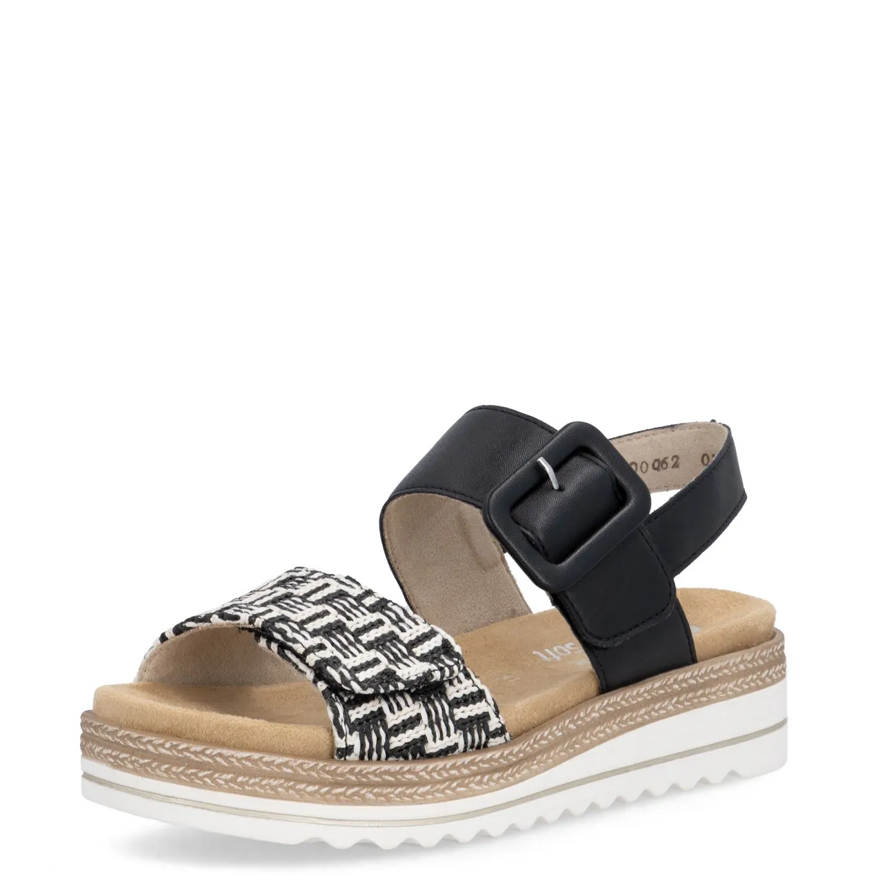 Sandales noires semelles amovibles pour femme de la marque Remonte. Référence : D0Q62-03 Noir . Disponible chez Chauss'Family magasin de chaussure à Issoire