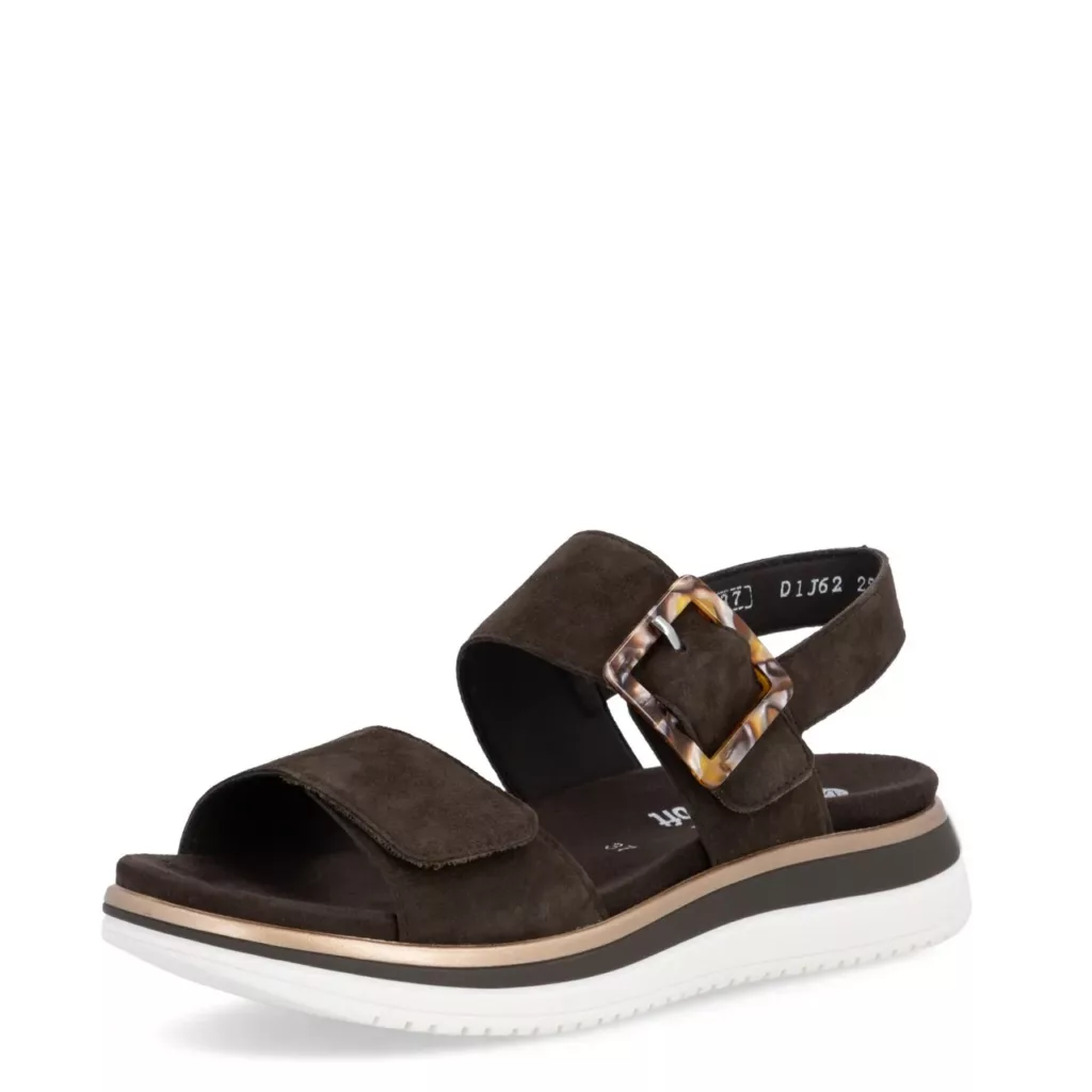 Sandales marron semelles amovibles pour femme marque Remonte. Référence : D1J62-25 Marron. Disponible chez Chauss'Family magasin de chaussure à Issoire