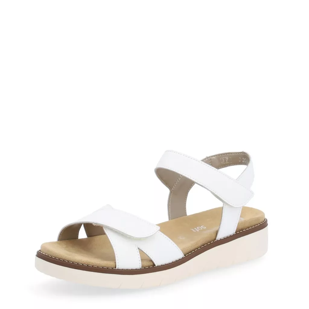 Sandales blanches semelles amovibles pour femme marque Remonte. Référence : D2049-83 Blanc. Disponible chez Chauss'Family magasin de chaussure à Issoire.
