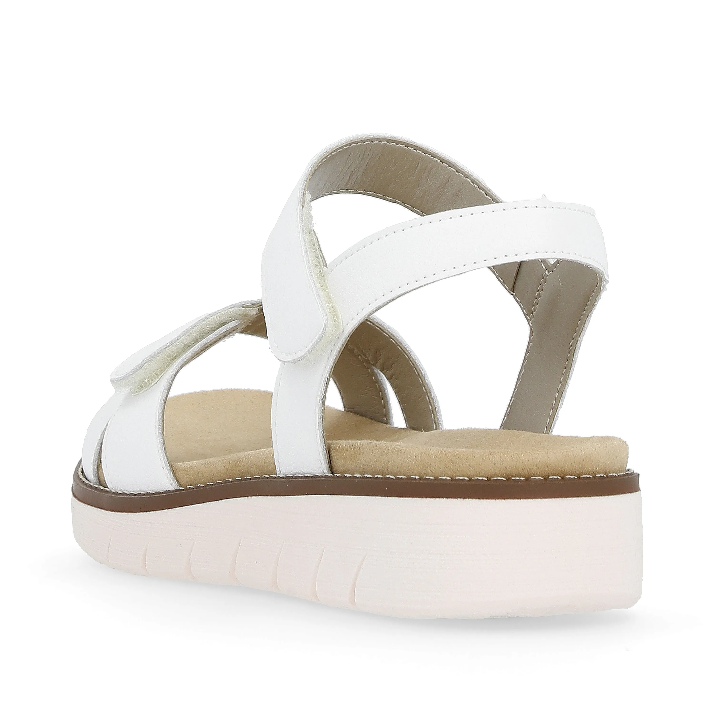 Sandales blanches semelles amovibles pour femme marque Remonte. Référence : D2049-83 Blanc. Disponible chez Chauss'Family magasin de chaussure à Issoire.