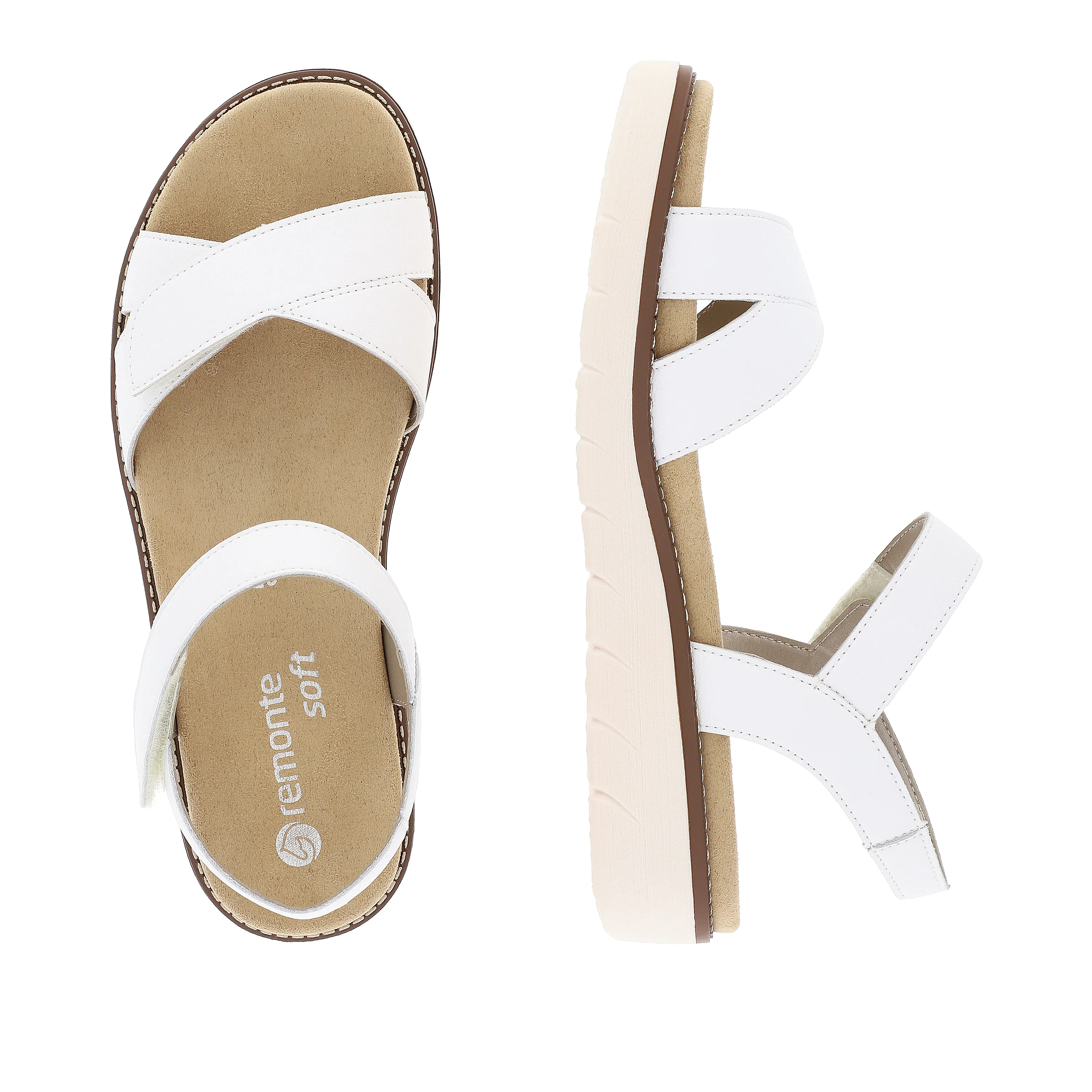 Sandales blanches semelles amovibles pour femme marque Remonte. Référence : D2049-83 Blanc. Disponible chez Chauss'Family magasin de chaussure à Issoire.