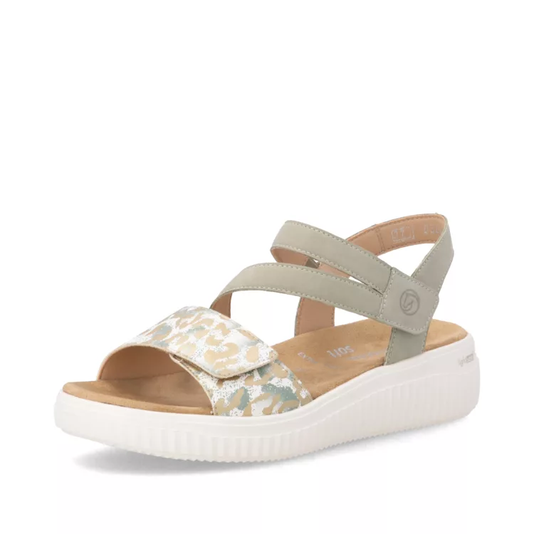 Sandales vert sauge pour femme marque Remonte. Référence : D3L51-32 Vert sauge. Disponible chez Chauss'Family magasin de chaussure à Issoire.