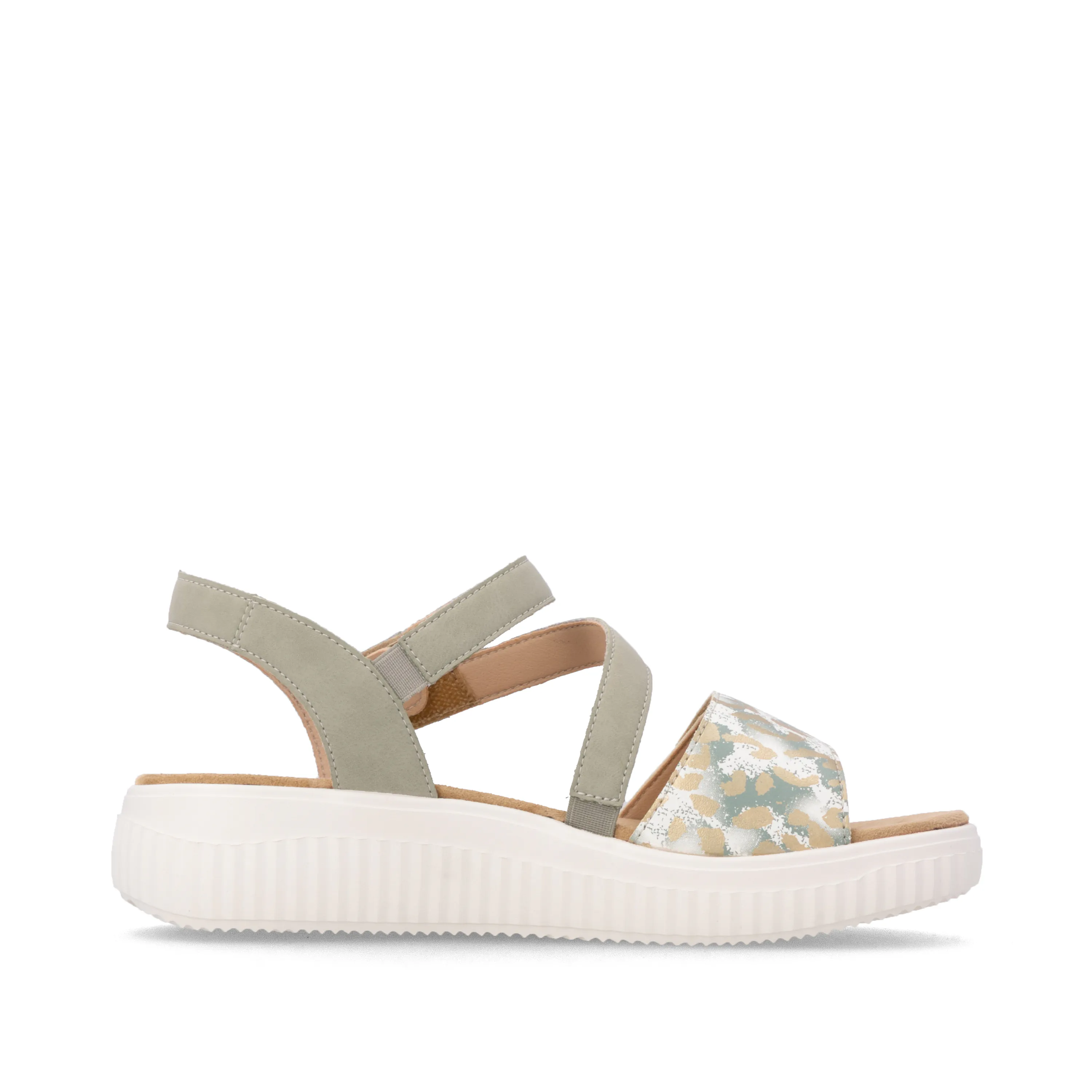 Sandales vert sauge pour femme marque Remonte. Référence : D3L51-32 Vert sauge. Disponible chez Chauss'Family magasin de chaussure à Issoire.