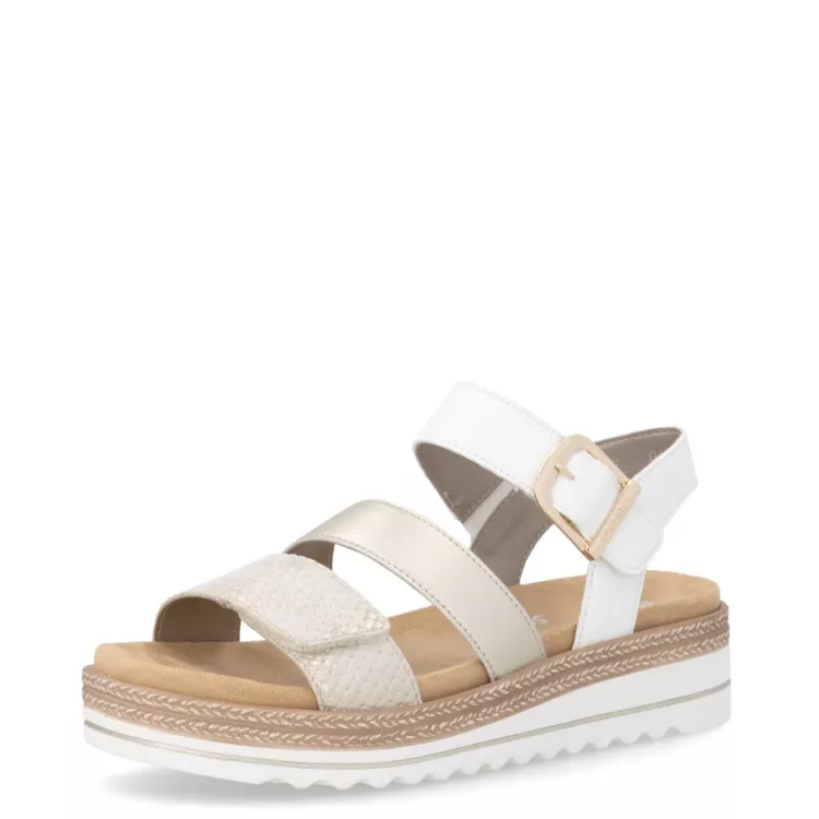 Sandales semelles amovibles Beiges pour femme de la marque Remonte. Référence : D0Q55-92 Beige. Disponible chez Chauss'Family magasin de chaussure à Issoire