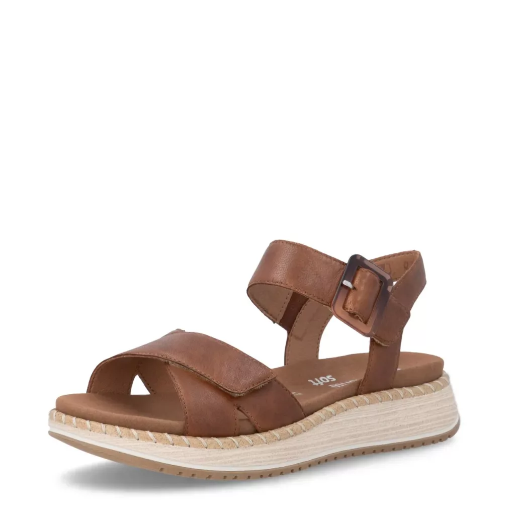 Sandales cuir semelles amovibles pour femme marque Remonte. Référence : D3J52-24 Marron. Disponible chez Chauss'Family magasin de chaussure à Issoire
