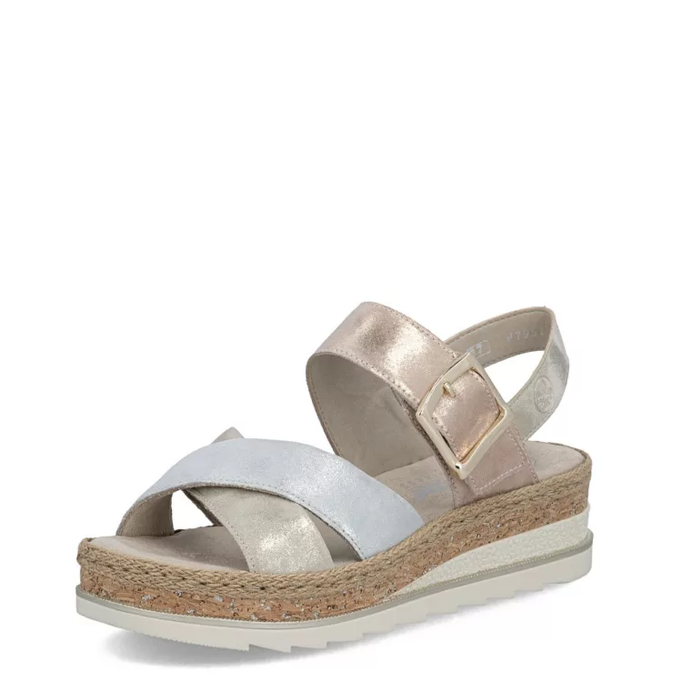Sandales pastel marque Rieker pour femme. Référence V7951-90 Pastel. Disponible chez Chauss'Family magasin de chaussures pour femme.