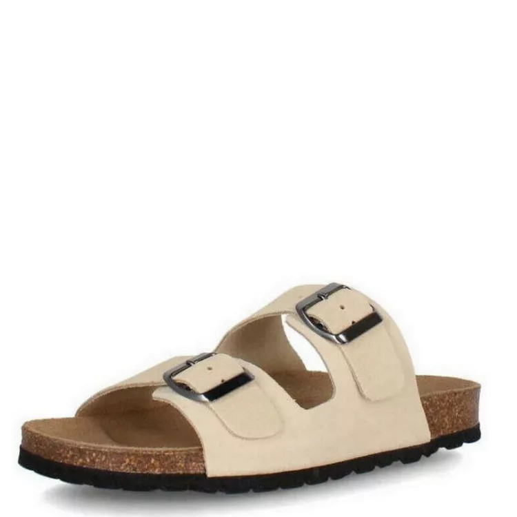 Mules deux brides beiges La maison de l'espadrille pour femme. Référence : 3524 beige. Disponible chez Chauss'Family magasin de chaussures à Issoire.