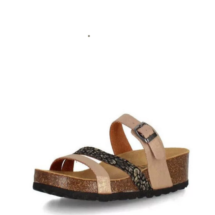 Mules compensées métallisées La maison de l'espadrille pour femme. Référence : 3532 Or. Disponible chez Chauss'Family magasin de chaussures à Issoire