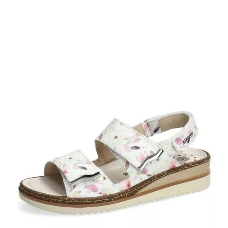 Sandales réglables motif fleurs pour femme marque Mobils. Darcie Flower Multicolored. Disponible chez Chauss'Family magasin de chaussures à Issoire.