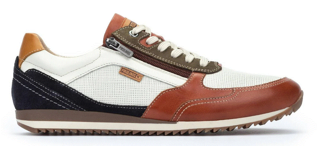 Baskets multicolores pour homme de la marque Pikolinos. Référence : Liverpool M2A-6292C2 Brick. Disponible chez Chauss'Family magasin chaussures Issoire.