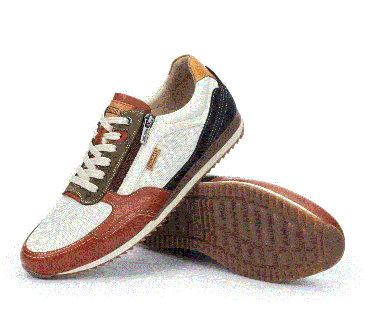 Baskets multicolores pour homme de la marque Pikolinos. Référence : Liverpool M2A-6292C2 Brick. Disponible chez Chauss'Family magasin chaussures Issoire.