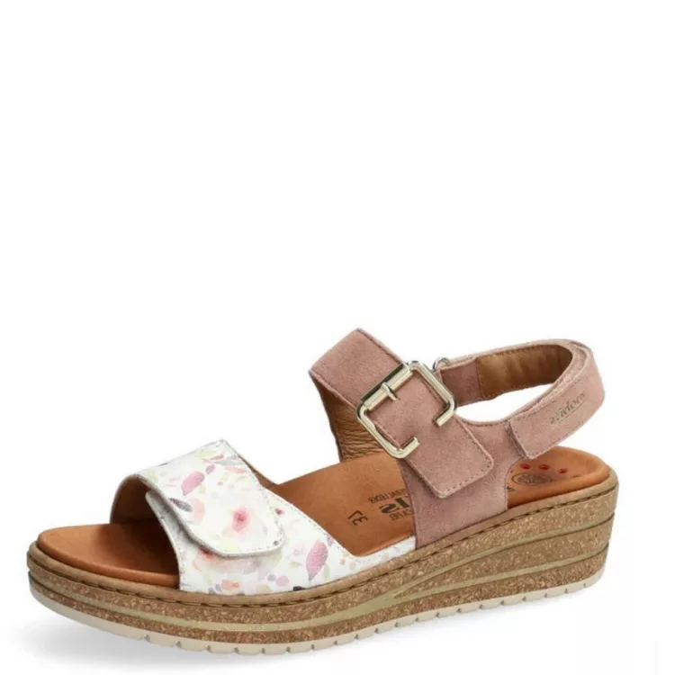 Sandales réglables motif fleurs pour femme marque Mobils. Darcie Flower Multicolored. Disponible chez Chauss'Family magasin de chaussures à Issoir