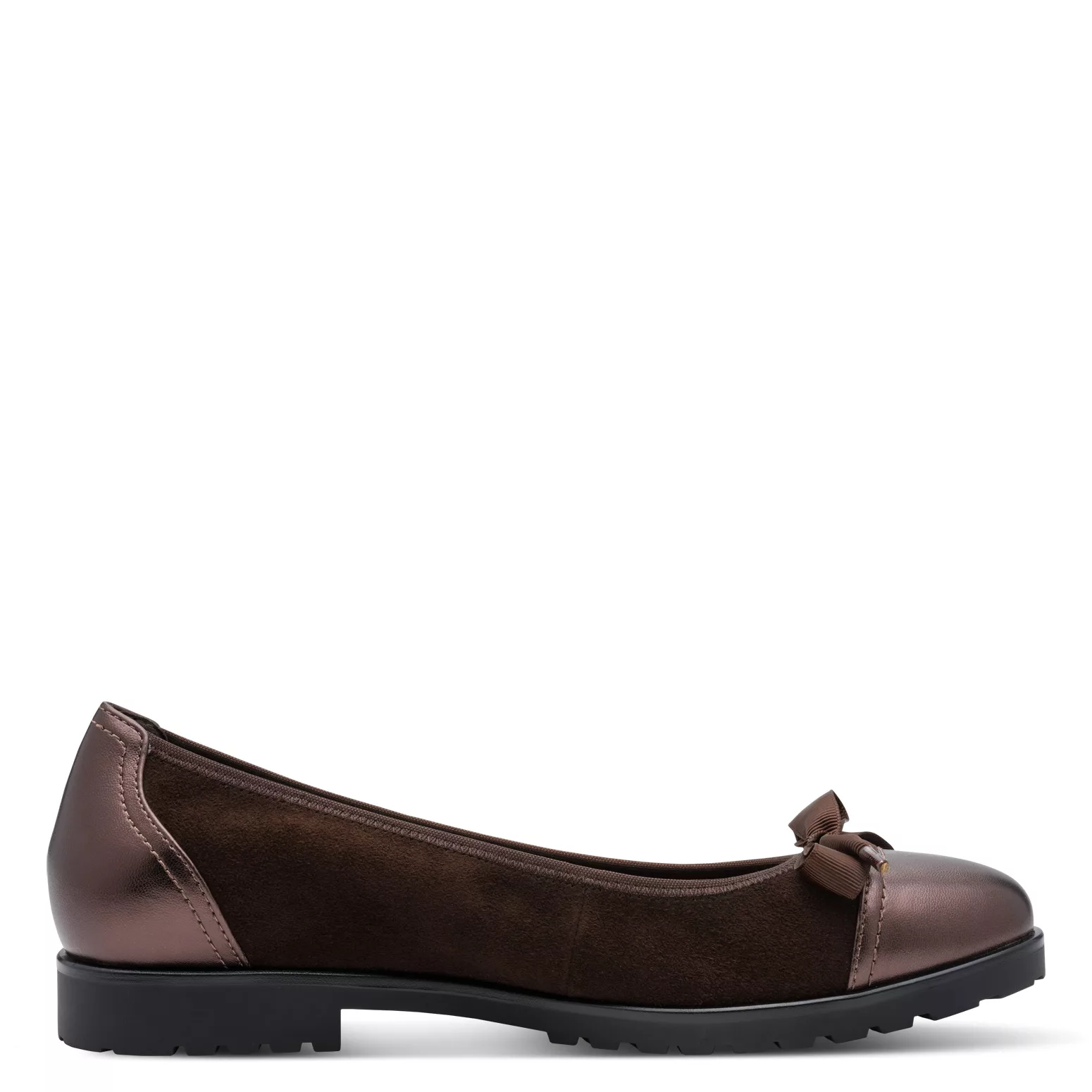 Ballerines marron Tamaris pour femme. Référence : 22126-43 347 Mocca Suede. Disponible chez Chauss'Family magasin de chaussures à Issoire.
