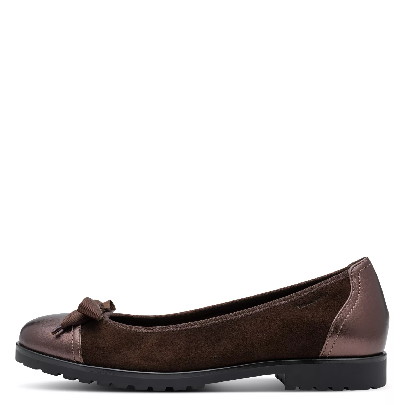 Ballerines marron Tamaris pour femme. Référence : 22126-43 347 Mocca Suede. Disponible chez Chauss'Family magasin de chaussures à Issoire.