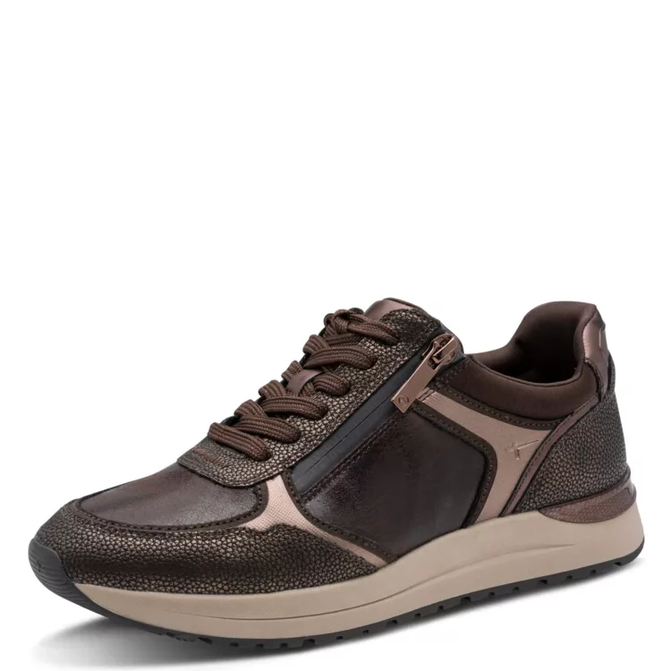 Baskets marron Tamaris pour femme. Référence : 23734-47 303 Mocca comb. Disponible chez Chauss'Family magasin de chaussures à Issoire.