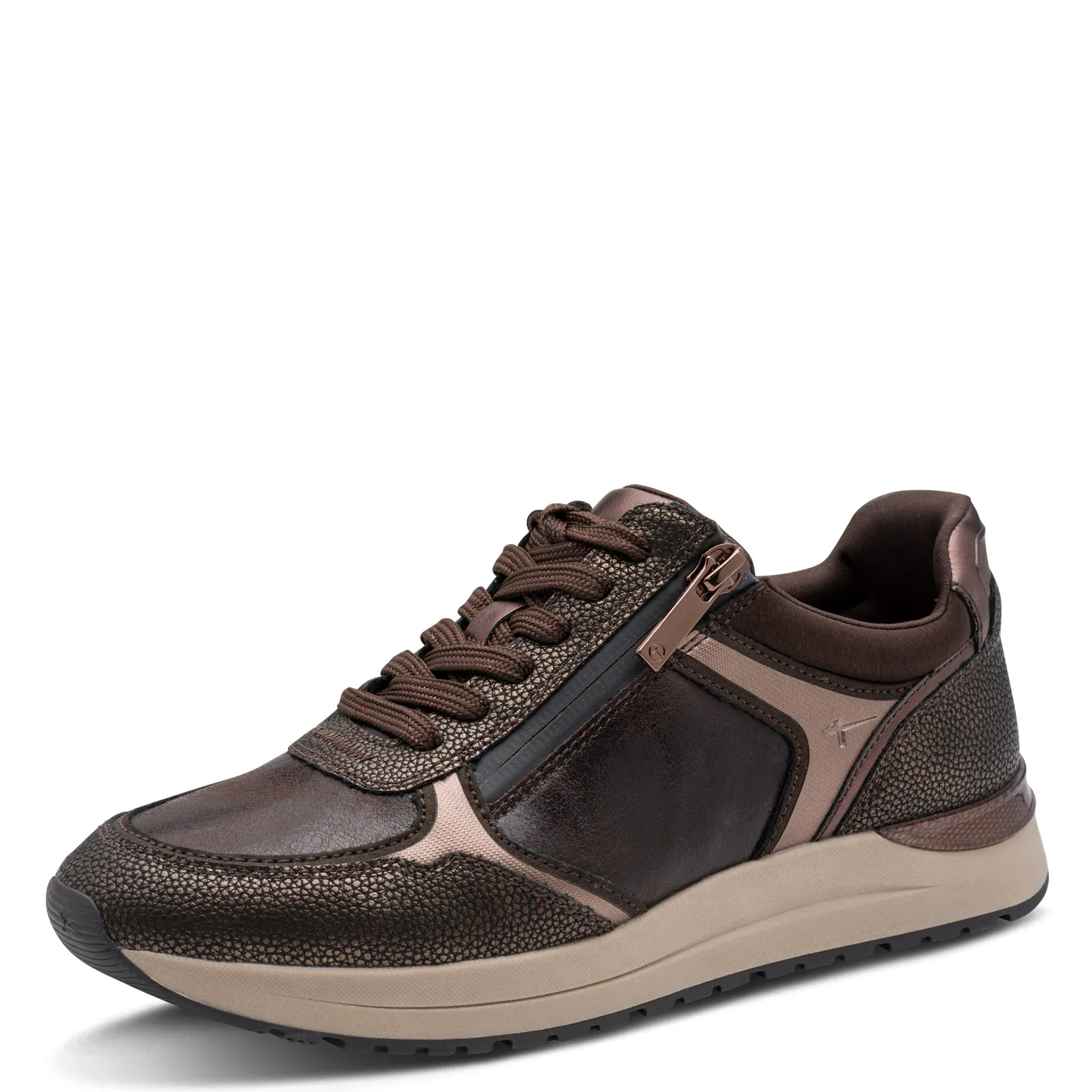 Baskets marron Tamaris pour femme. Référence : 23734-47 303 Mocca comb. Disponible chez Chauss'Family magasin de chaussures à Issoire.
