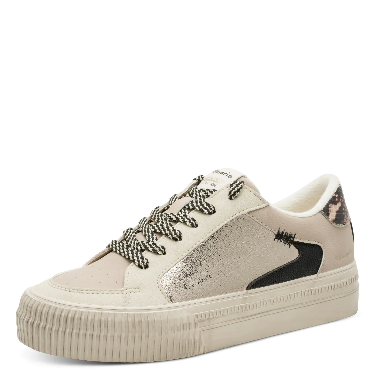 Baskets claires Tamaris pour femme. Référence : 23789-46 341 Taupe. Disponible chez Chauss'Family magasin de chaussures à Issoire.