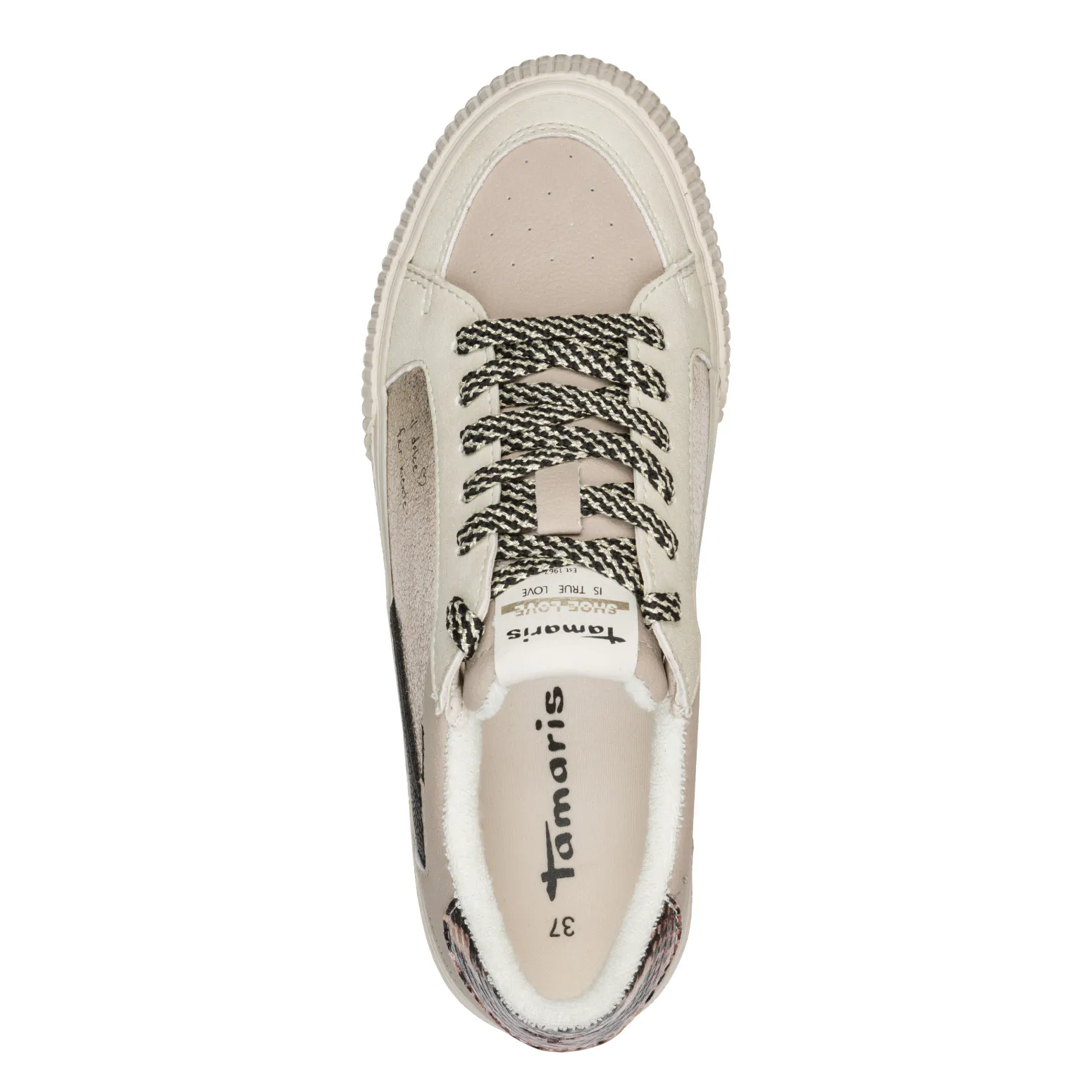 Baskets claires Tamaris pour femme. Référence : 23789-46 341 Taupe. Disponible chez Chauss'Family magasin de chaussures à Issoire.