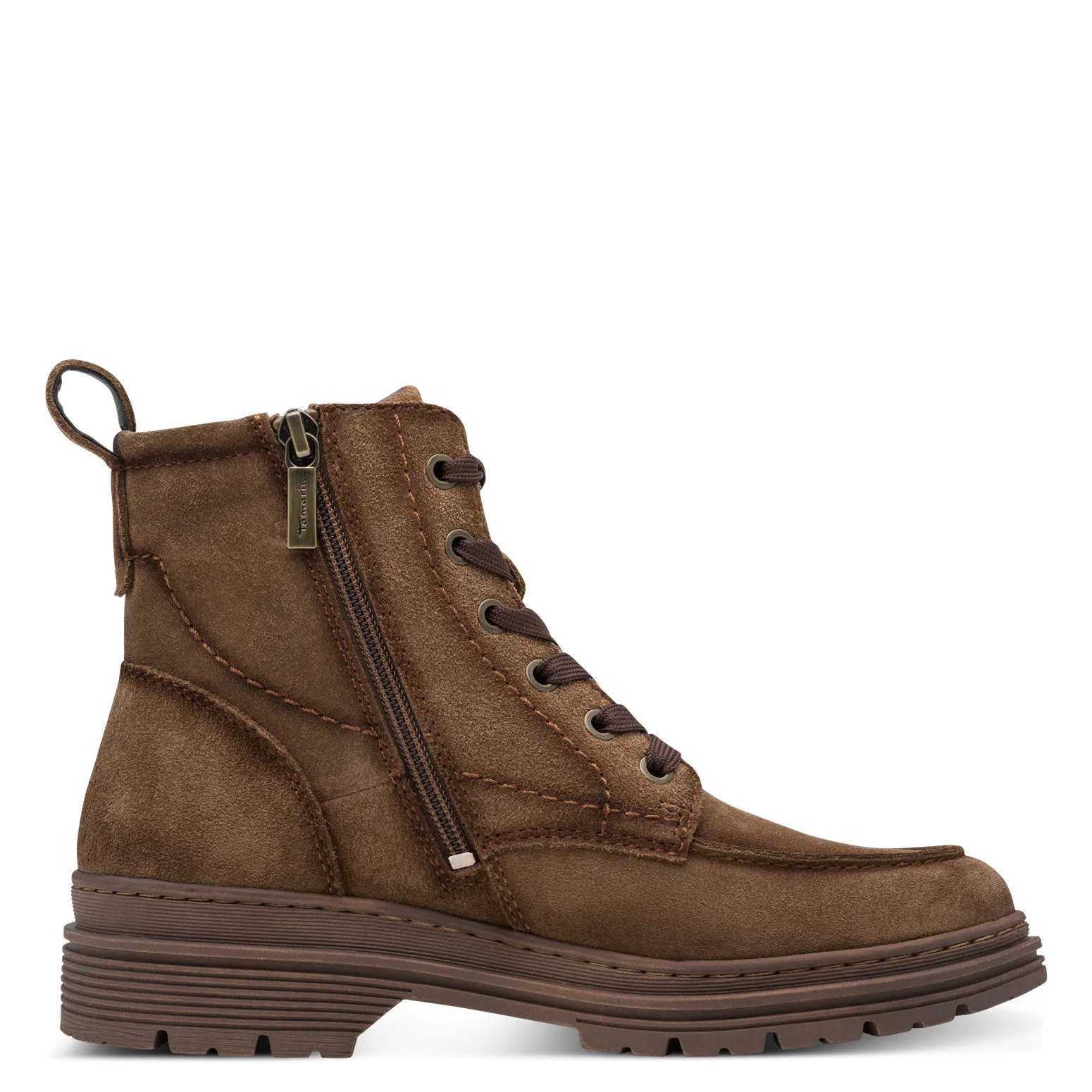 Bottines camel à lacets de la marque Tamaris pour femme. Référence : 25234-47 310 Camel. Disponible chez Chauss'Family magasin de chaussures à Issoire.