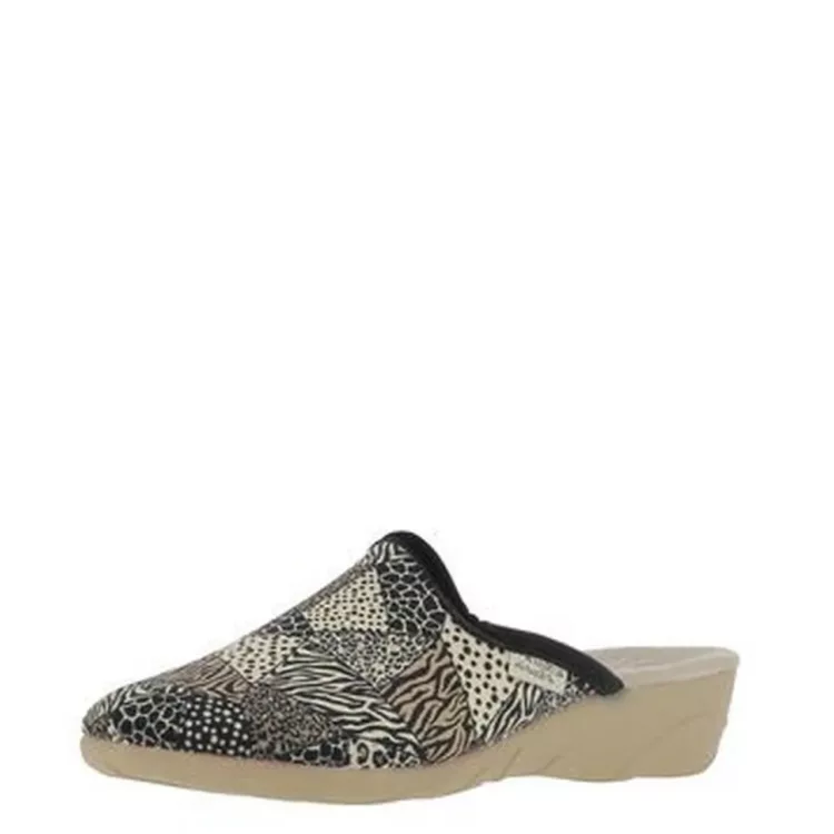 Mules compensées léopard La maison de l'espadrille pour femme. Référence 6244 Beige Disponible chez Chauss'Family magasin de chaussures à Issoire.