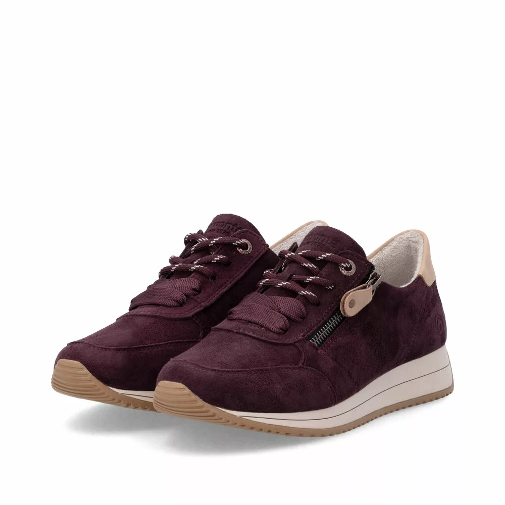 Baskets Bordeaux pour femme Remonte. Référence : D0H19-30 Bordeaux. Disponible chez Chauss'Family magasin de chaussures à Issoire.