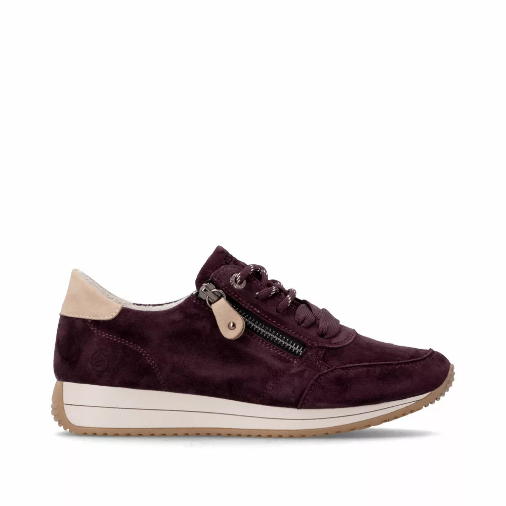Baskets Bordeaux pour femme Remonte. Référence : D0H19-30 Bordeaux. Disponible chez Chauss'Family magasin de chaussures à Issoire.