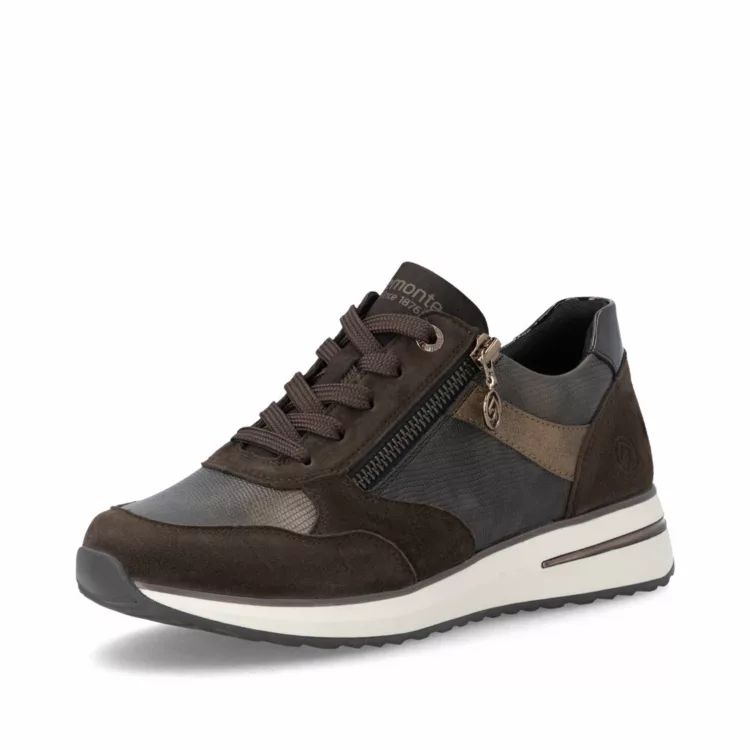 Baskets marron pour femme Remonte. Référence : D1G08-25 Marron. Disponible chez Chauss'Family magasin de chaussures à Issoire.