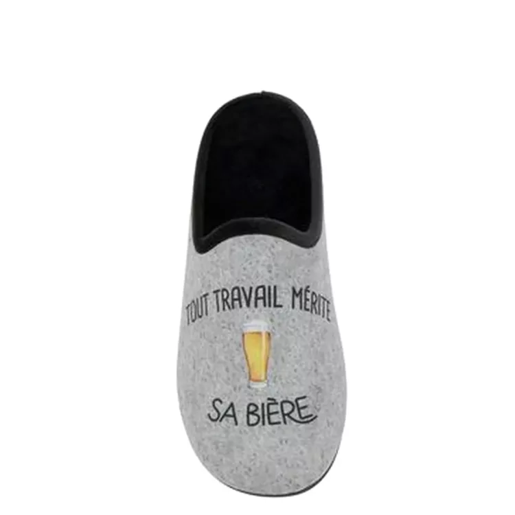 Mules motif bière pour homme marque La maison de l'espadrille. Référence 107-9-H12 . Disponible chez Chauss'Family magasin de chaussures à Issoire.