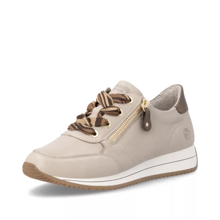 Baskets beiges pour femme Remonte. Référence :D0H11-62 Beige. Disponible chez Chauss'Family magasin de chaussures à Issoire.