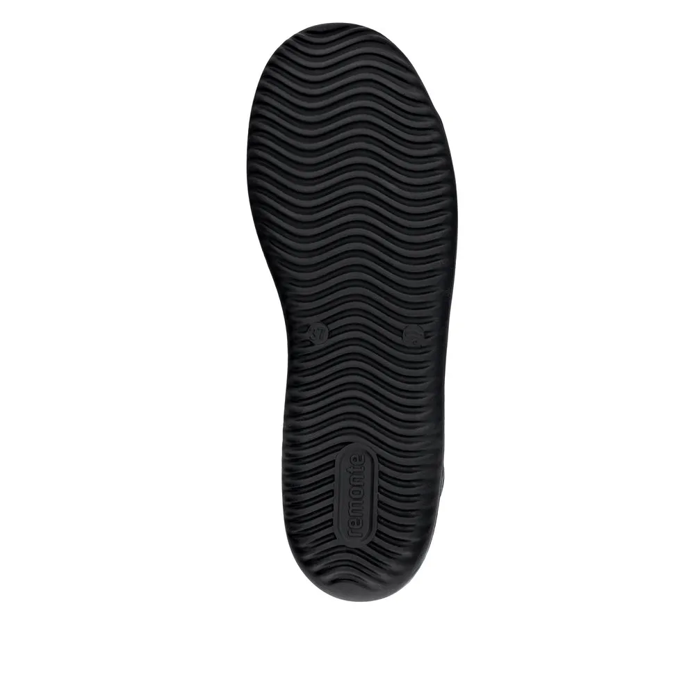 Baskets montantes noires pour femme marque Remonte. Référence D1E70-02 Noir . Disponible chez Chauss'Family magasin de chaussures à Issoire.