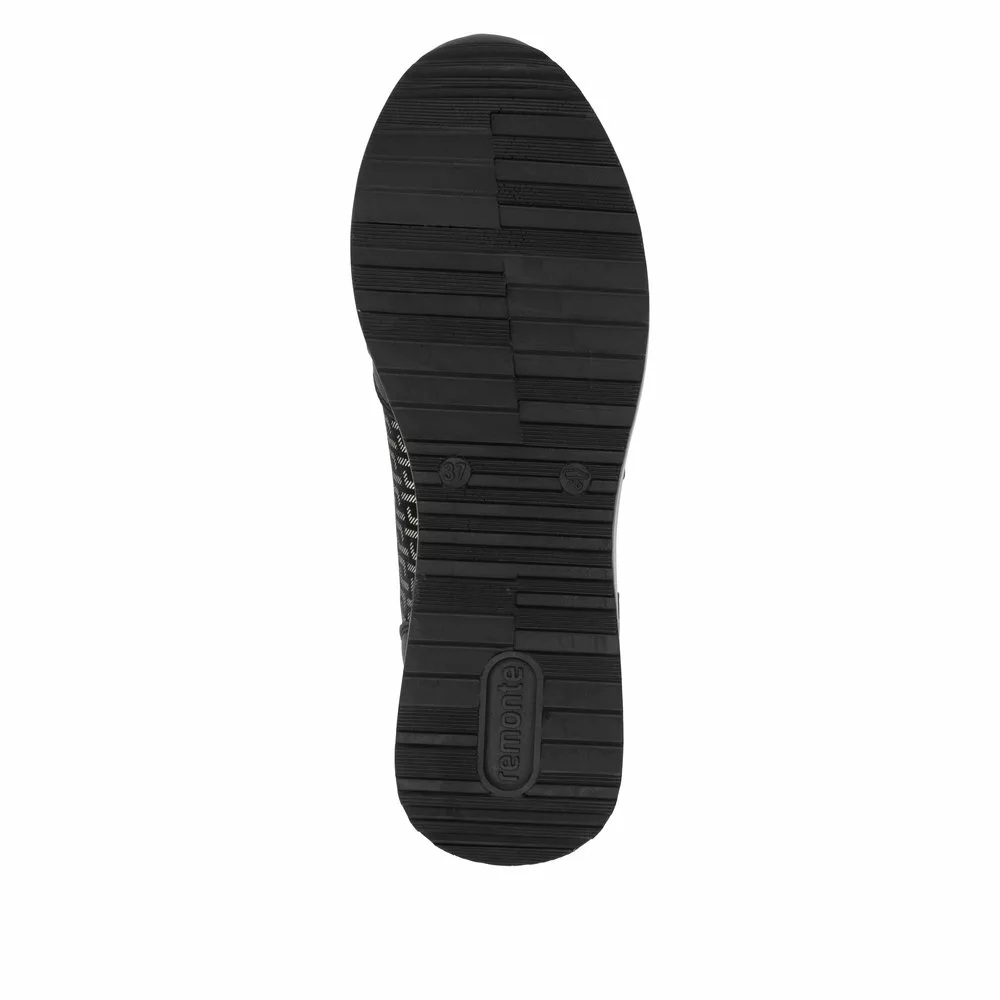 Baskets noires pailletées pour femme Remonte. Référence : D1G08-07 Noir. Disponible chez Chauss'Family magasin de chaussures à Issoire.
