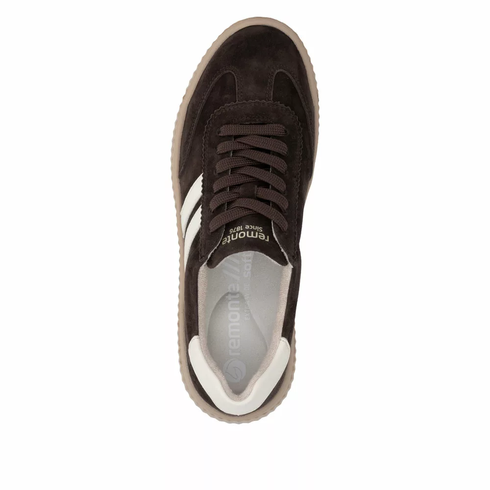 Baskets marron pour femme Remonte. Référence : D3E00-25 Marron. Disponible chez Chauss'Family magasin de chaussures à Issoire.