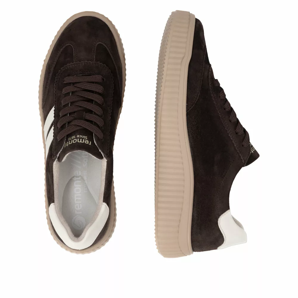 Baskets marron pour femme Remonte. Référence : D3E00-25 Marron. Disponible chez Chauss'Family magasin de chaussures à Issoire.