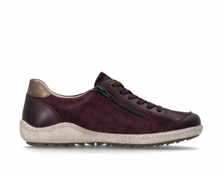 Baskets Bordeaux TEX pour femme Remonte. Référence : R1443-35 Bordeaux. Disponible chez Chauss'Family magasin de chaussures à Issoire.