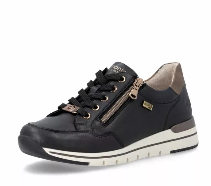 Baskets noires TEX pour femme Remonte. Référence : R6716-03 Noir. Disponible chez Chauss'Family magasin de chaussures à Issoire.