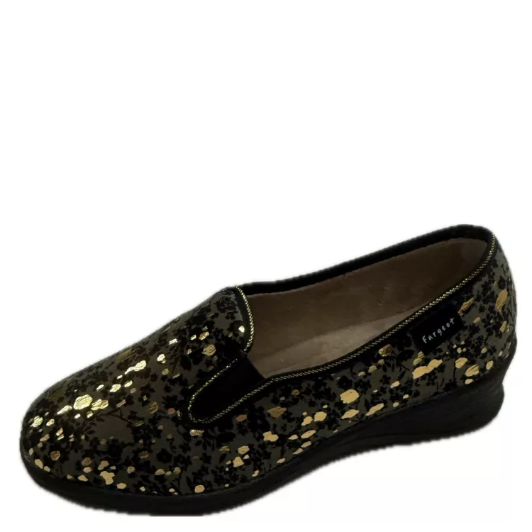 Pantoufles talons élastiques Fargeot pour femme. Référence : Surya Kaki. Disponible chez Chauss'Family magasin de chaussures à Issoire.