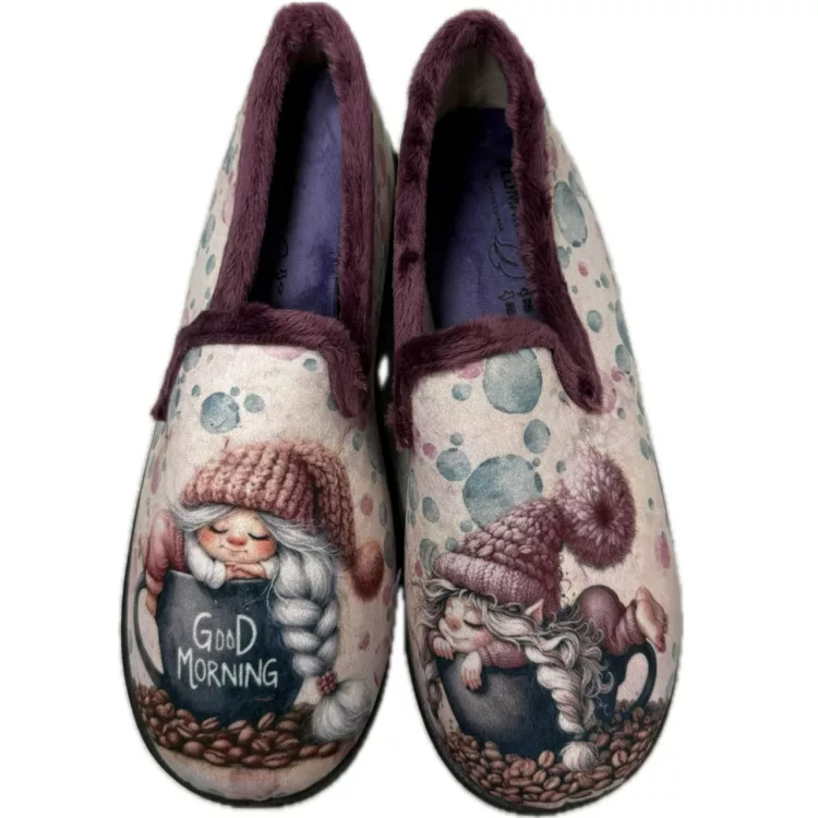 Pantoufles motif lutin pour femme de la marque Plumaflex. Référence : Good Morning 12215. Chauss'Family Issoire magasin de chaussures à Issoire.