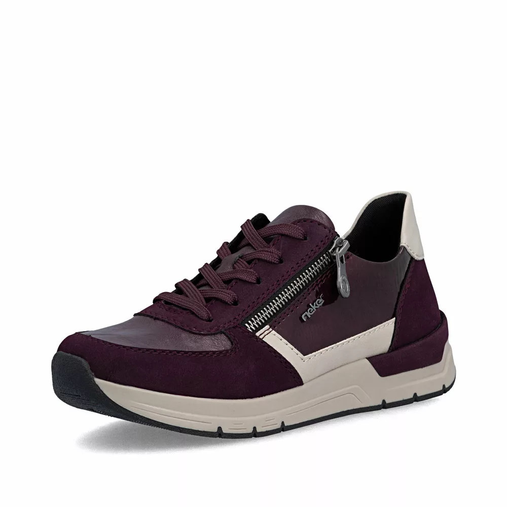 Baskets bordeaux de la marque Rieker pour femme. Référence 58902-35 Bordeaux. Disponible chez Chauss'Family magasin de chaussures à Issoire.