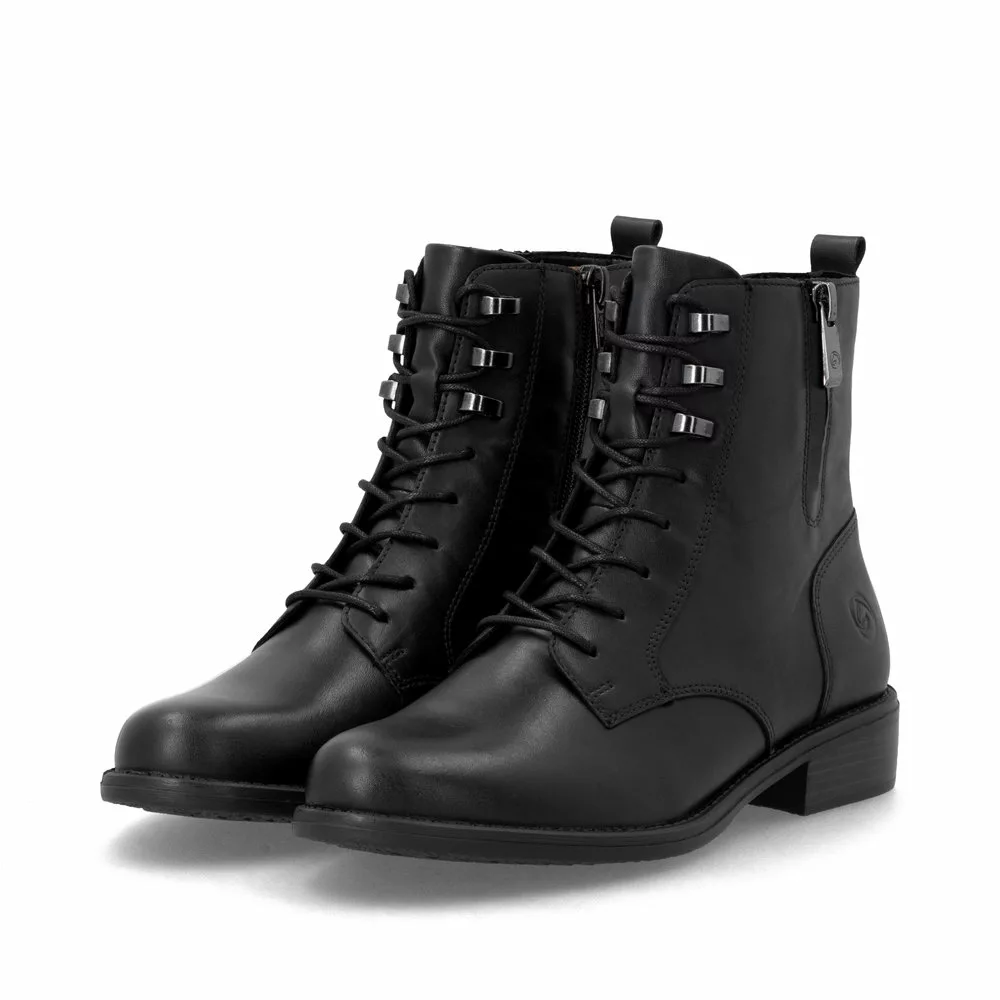 Bottines noires femme marque Remonte. Référence D0F82-00 Noir . Disponible chez Chauss'Family magasin de chaussures à Issoire.