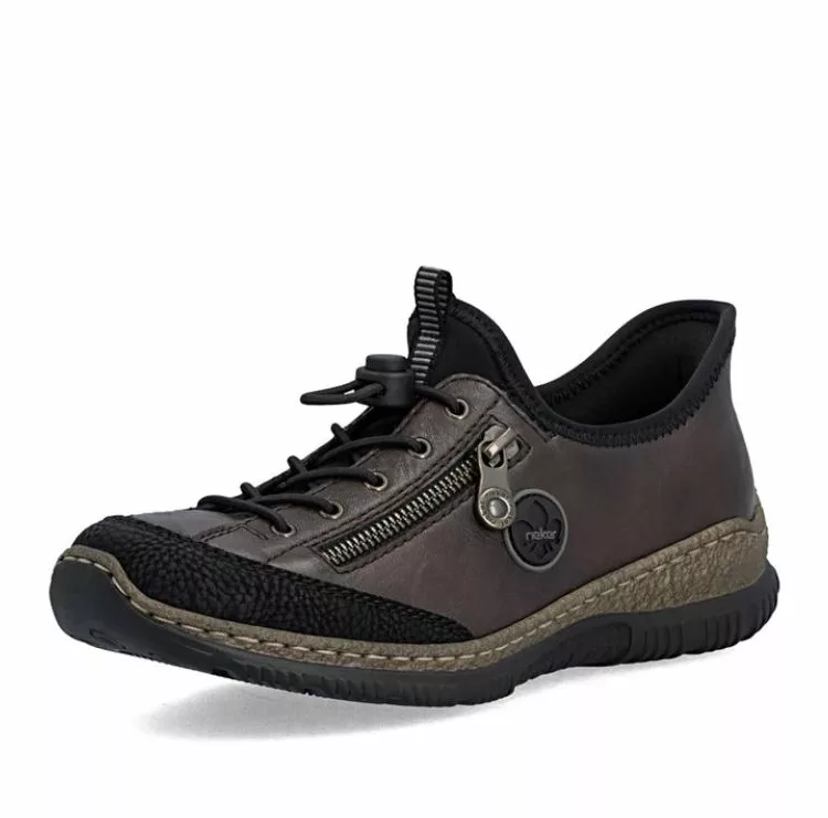 Baskets élastiquées marron pour femme Rieker. Référence : N3267-25 Marron. Disponible chez Chauss'Family magasin de chaussures à Issoire.