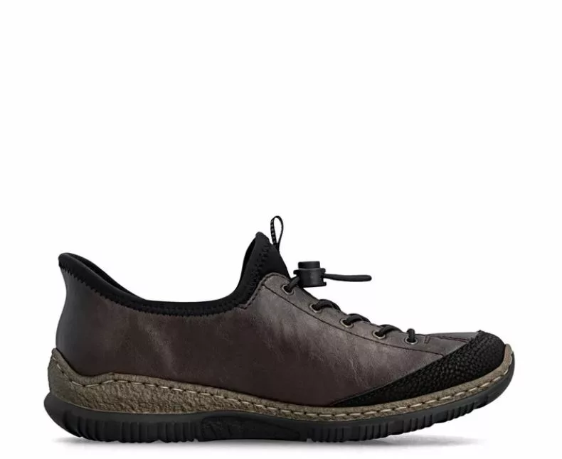 Baskets élastiquées marron pour femme Rieker. Référence : N3267-25 Marron. Disponible chez Chauss'Family magasin de chaussures à Issoire.