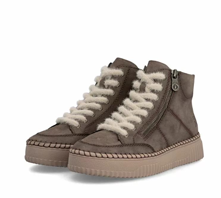 Baskets montantes marron pour femme marque Rieker. Référence N9901-24 Marron Disponible chez Chauss'Family magasin de chaussures Issoire
