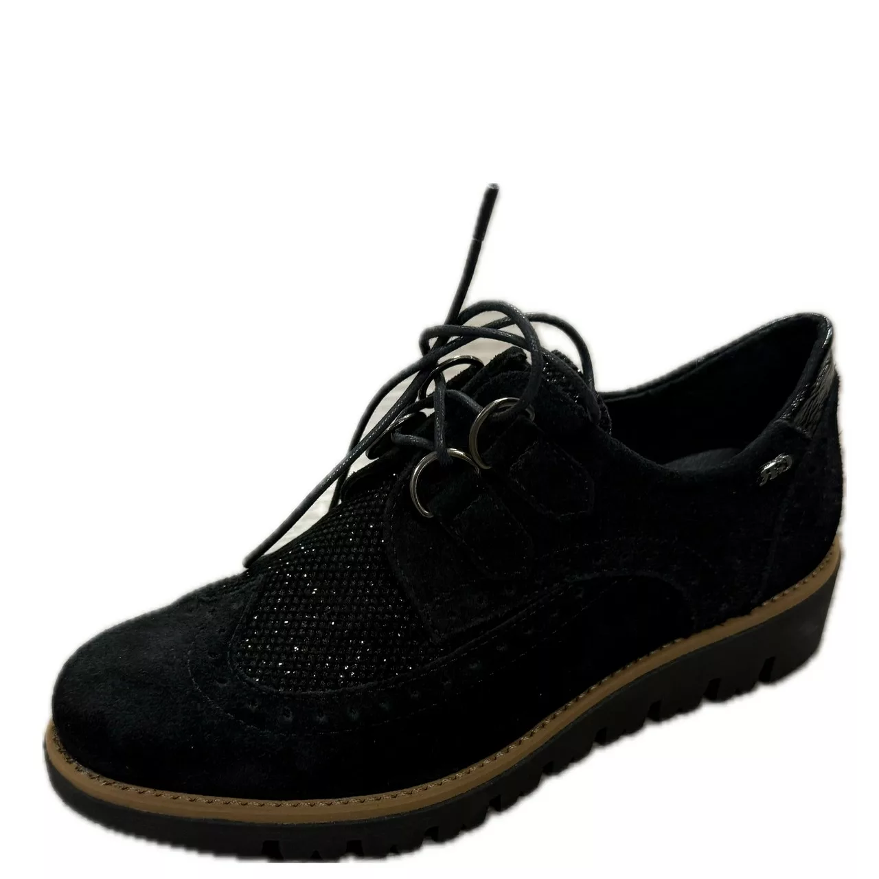 Derbies noires pour femme Geo Reino. Référence : Pava noir. Disponible chez Chauss'Family magasin de chaussures à Issoire.