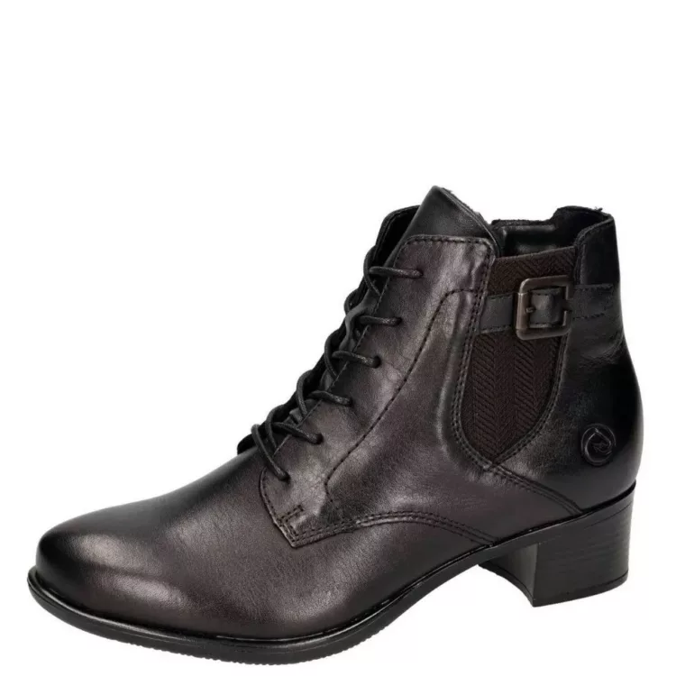 Bottines noires à talons femme marque Remonte. Référence R5179-00 Noir. Disponible chez Chauss'Family magasin de chaussures à Issoire.